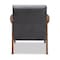 Baxton Studio Asta Mid-Century Grey Velvet Upholstered Walnut Finished Wood Armchair 160-9941 - alternate 7